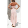 image:imageCHARTOU Womens Stretchy Spaghetti Straps High Slit Irregular Ruffled Bodycon Midi Long Mermaid DressPink