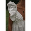 image:imageCHARTOU Womens Summer Cotton Ruffle Sleeve Short Dress Sexy V Neck Backless Puffy Pleated Babydoll DressWhite