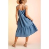 image:imageCHARTOU Womens Summer Spaghetti Straps Dress Cotton Linen Cinched Flowy Midi SundressBlue