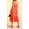 image:imageCHARTOU Womens Summer Spaghetti Straps Dress Cotton Linen Cinched Flowy Midi SundressOrange