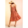 image:imageCHARTOU Womens Summer Spaghetti Straps Dress Cotton Linen Cinched Flowy Midi SundressRusty Red