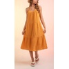 image:imageCHARTOU Womens Summer Spaghetti Straps Dress Cotton Linen Cinched Flowy Midi SundressYellow