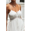 image:imageCHARTOU Womens Summer Spaghetti Straps Empire Waist Hollow Out Lace Patchwork Pleated ALine Long DressWhite