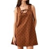 image:imageCHARTOU Women Cute Denim Mini Dress Summer Tie Front Polka Dot Jean Tank A Line Shift Dress with PocketsCaramel