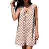 image:imageCHARTOU Women Floral Boho Mini Dress V Neck Tie Front Sleeveless Summer Beach Vacation Sundress with PocketsBeige