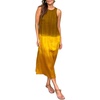 image:imageCHARTOU Women Sleeveless Gradient Color Linen Long Dress Summer Side Slit Casual Halter Tunic DressYellow