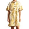 image:imageCHARTOU Women Summer Cotton Linen Mini Dress Short Sleeve Buttoned Paisley Boho Vacation Sundress with BeltYellow