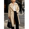image:imageCHARTOU Women Oversized Corduroy Trench Coat Double Breasted Long Midi Jacket with BeltApricot