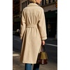 image:imageCHARTOU Women Oversized Corduroy Trench Coat Double Breasted Long Midi Jacket with BeltApricot