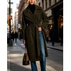 image:imageCHARTOU Women Oversized Corduroy Trench Coat Double Breasted Long Midi Jacket with BeltArmy Green