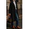 image:imageCHARTOU Women Oversized Corduroy Trench Coat Double Breasted Long Midi Jacket with BeltBlack