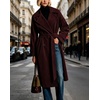 image:imageCHARTOU Women Oversized Corduroy Trench Coat Double Breasted Long Midi Jacket with BeltBurgundy