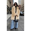 image:imageCHARTOU Womens Faux Fur Coat Luxury Fluffy Lapel Jacket MidLength Winter CoatApricot