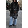 image:imageCHARTOU Womens Faux Fur Coat Luxury Fluffy Lapel Jacket MidLength Winter CoatBlack