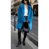 image:imageCHARTOU Womens Faux Fur Coat Luxury Fluffy Lapel Jacket MidLength Winter CoatBlue