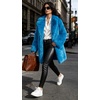 image:imageCHARTOU Womens Faux Fur Coat Luxury Fluffy Lapel Jacket MidLength Winter CoatBlue