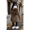 image:imageCHARTOU Womens Faux Fur Coat Luxury Fluffy Lapel Jacket MidLength Winter CoatBrown