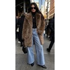 image:imageCHARTOU Womens Faux Fur Coat Luxury Fluffy Lapel Jacket MidLength Winter CoatBrown