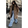 image:imageCHARTOU Womens Faux Fur Coat Luxury Fluffy Lapel Jacket MidLength Winter CoatBrown