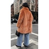 image:imageCHARTOU Womens Faux Fur Coat Luxury Fluffy Lapel Jacket MidLength Winter CoatOrange