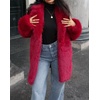 image:imageCHARTOU Womens Faux Fur Coat Luxury Fluffy Lapel Jacket MidLength Winter CoatRed