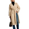 image:imageCHARTOU Women Oversized Corduroy Trench Coat Double Breasted Long Midi Jacket with BeltApricot