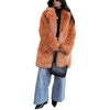 image:imageCHARTOU Womens Faux Fur Coat Luxury Fluffy Lapel Jacket MidLength Winter CoatOrange