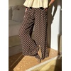 image:imageCHARTOU Women Polka Dot Palazzo Pants Summer Loose Wide Leg Pants Baggy Elastic High Waist Beach TrousersCoffee