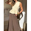 image:imageCHARTOU Women Polka Dot Palazzo Pants Summer Loose Wide Leg Pants Baggy Elastic High Waist Beach TrousersCoffee