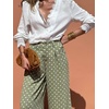 image:imageCHARTOU Women Polka Dot Palazzo Pants Summer Loose Wide Leg Pants Baggy Elastic High Waist Beach TrousersGreen