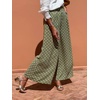 image:imageCHARTOU Women Polka Dot Palazzo Pants Summer Loose Wide Leg Pants Baggy Elastic High Waist Beach TrousersGreen