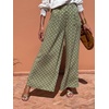 image:imageCHARTOU Women Polka Dot Palazzo Pants Summer Loose Wide Leg Pants Baggy Elastic High Waist Beach TrousersGreen