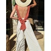 image:imageCHARTOU Women Polka Dot Palazzo Pants Summer Loose Wide Leg Pants Baggy Elastic High Waist Beach TrousersWhite