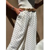 image:imageCHARTOU Women Polka Dot Palazzo Pants Summer Loose Wide Leg Pants Baggy Elastic High Waist Beach TrousersWhite