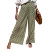 image:imageCHARTOU Women Polka Dot Palazzo Pants Summer Loose Wide Leg Pants Baggy Elastic High Waist Beach TrousersGreen