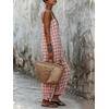 image:imageCHARTOU Women Plaid Gingham Jumpsuit Summer Casual Cotton Overalls Baggy Barrel Wide Leg Pants with PocketsPink