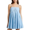 image:imageCHARTOU Women Spaghetti Strap Romper Summer Cotton Linen Overall Pleated Mini DressBlue