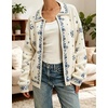 image:imageCHARTOU Floral Zip Collared Knit Cardigan Oversized Boho Sweater Jacket with PocketsBlue