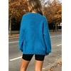 image:imageCHARTOU Oversized Chunky Knit Sweater for Women Flower Crewneck Puff Sleeve Loose PulloverBlue