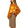 image:imageCHARTOU Oversized Chunky Knit Sweater for Women Flower Crewneck Puff Sleeve Loose PulloverOrange