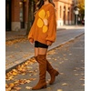 image:imageCHARTOU Oversized Chunky Knit Sweater for Women Flower Crewneck Puff Sleeve Loose PulloverOrange