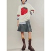 image:imageCHARTOU Women Color Contrast Fuzzy Pullover Sweater Fall Winter Oversized Crewneck Long Sleeve Knit Jumper TopsWhite