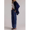 image:imageCHARTOU Women Drawstring Baggy Jeans Crop Wide Leg Denim Pants Floral Elastic Waist Ankle Jean SweatpantsDark Blue