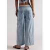 image:imageCHARTOU Women Drawstring Baggy Jeans Crop Wide Leg Denim Pants Floral Elastic Waist Ankle Jean SweatpantsLight Blue