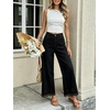 image:imageCHARTOU Women Eyelet Embroidered Wide Leg Jeans High Waist Scalloped Straight Cropped Denim Pants with PocketsBlack