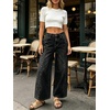 image:imageCHARTOU Women Floral Boho Wide Leg Denim Pants Summer Back Elastic Waist Crop Baggy Paisley JeansBlack