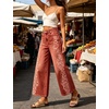 image:imageCHARTOU Women Floral Boho Wide Leg Denim Pants Summer Back Elastic Waist Crop Baggy Paisley JeansRed