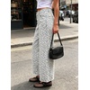 image:imageCHARTOU Women Leopard Wide Leg Jeans Baggy Elastic Waist Frayed Hem Denim Cheetah Print Pants with PocketsGrey
