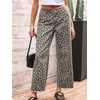 image:imageCHARTOU Women Leopard Wide Leg Jeans Baggy Elastic Waist Frayed Hem Denim Cheetah Print Pants with PocketsLeopard