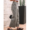 image:imageCHARTOU Women Leopard Wide Leg Jeans Baggy Elastic Waist Frayed Hem Denim Cheetah Print Pants with PocketsLeopard